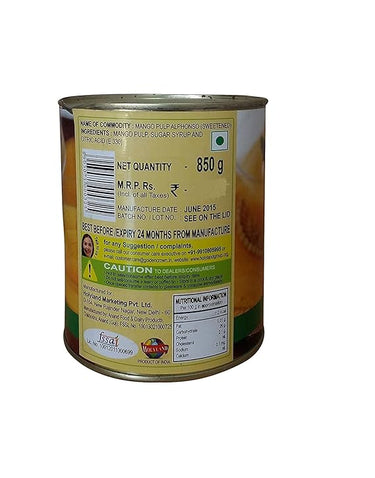 GOLDEN CROWN - Alphonso Mango Pulp - 20.4Kg (Pack of 24 Pcs x 850gm Each)